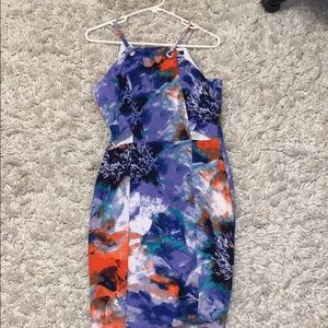 Print dress with cut outs